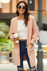 Drop Shoulder Ribbed Trim Open Front Cardigan - SHE BADDY© ONLINE WOMEN FASHION & CLOTHING STORE