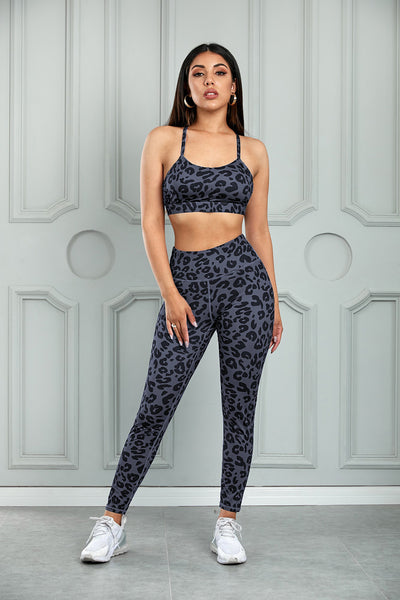 Leopard Cutout Sports Bra and Leggings Set - SHE BADDY© ONLINE WOMEN FASHION & CLOTHING STORE