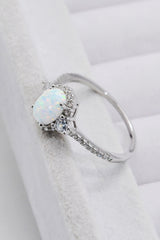 925 Sterling Silver Platinum-Plated Opal Ring - SHE BADDY© ONLINE WOMEN FASHION & CLOTHING STORE