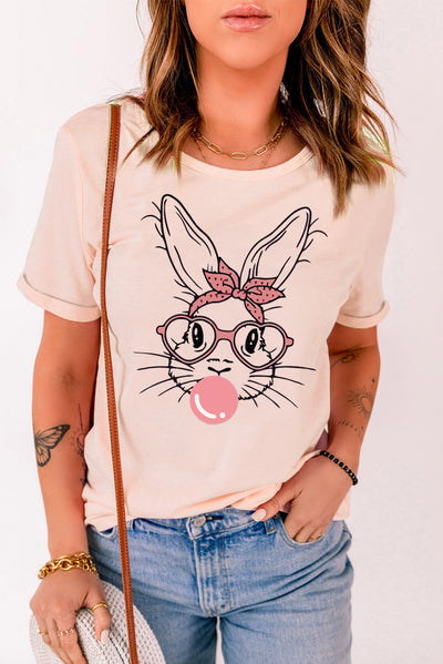 Rabbit Graphic Easter Tee Shirt - SHE BADDY© ONLINE WOMEN FASHION & CLOTHING STORE