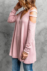 Cutout Waffle Knit Tunic Top - SHE BADDY© ONLINE WOMEN FASHION & CLOTHING STORE