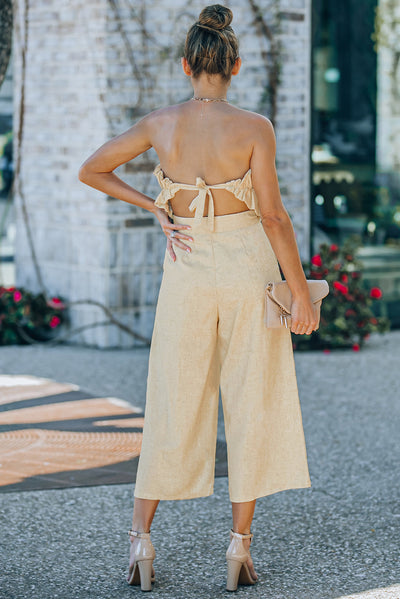 Ruffled Strapless Wide Leg Jumpsuit - SHE BADDY© ONLINE WOMEN FASHION & CLOTHING STORE