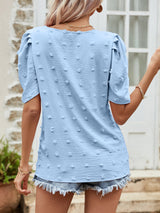 Swiss Dot Short Puff Sleeve Top - SHE BADDY© ONLINE WOMEN FASHION & CLOTHING STORE