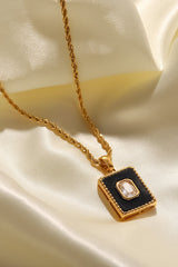 Square Pendant Twisted Chain Necklace - SHE BADDY© ONLINE WOMEN FASHION & CLOTHING STORE