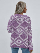 Geometric Print Chunky Knit Sweater - SHE BADDY© ONLINE WOMEN FASHION & CLOTHING STORE