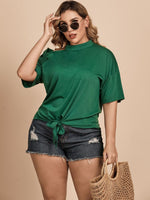 Plus Size Tied Cold-Shoulder Tee Shirt - SHE BADDY© ONLINE WOMEN FASHION & CLOTHING STORE