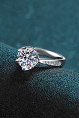 3 Carat Moissanite Rhodium-Plated Side Stone Ring - SHE BADDY© ONLINE WOMEN FASHION & CLOTHING STORE