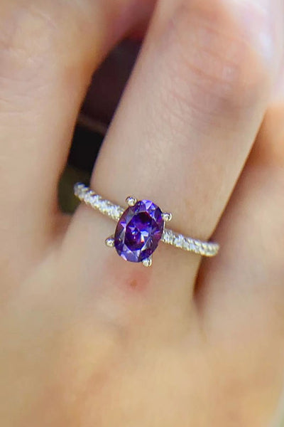 1 Carat Purple Moissanite 4-Prong Ring - SHE BADDY© ONLINE WOMEN FASHION & CLOTHING STORE