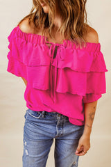 Tied Off-Shoulder Layered Blouse - SHE BADDY© ONLINE WOMEN FASHION & CLOTHING STORE