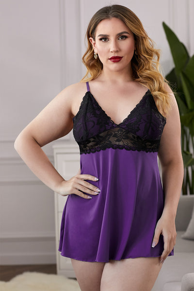 Lace See-Through Plus Size Chemise - SHE BADDY© ONLINE WOMEN FASHION & CLOTHING STORE