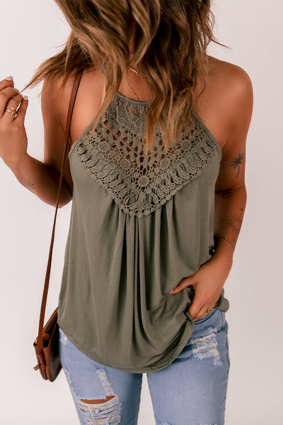 Crochet Lace Detail Tank Top - SHE BADDY© ONLINE WOMEN FASHION & CLOTHING STORE