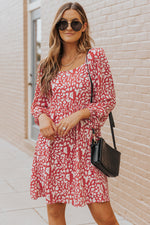 Animal Print Square Neck Balloon Sleeve Dress - SHE BADDY© ONLINE WOMEN FASHION & CLOTHING STORE