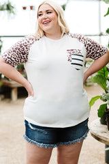 Plus Size Mixed Print Contrast Tee Shirt - SHE BADDY© ONLINE WOMEN FASHION & CLOTHING STORE