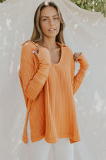 Waffle-Knit Slit Drop Shoulder Top - SHE BADDY© ONLINE WOMEN FASHION & CLOTHING STORE