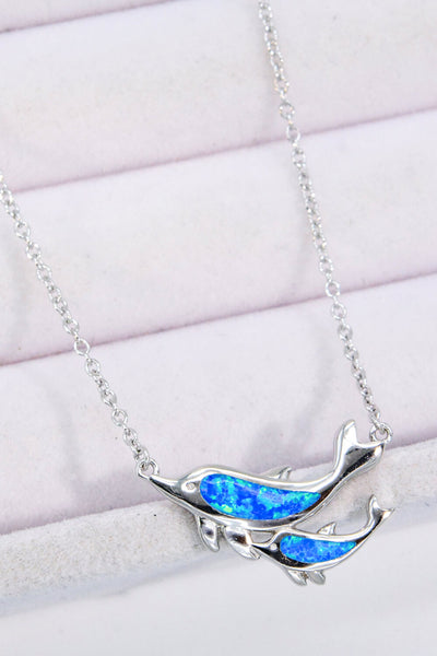 Opal Dolphin Chain-Link Necklace - SHE BADDY© ONLINE WOMEN FASHION & CLOTHING STORE