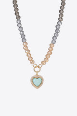 Heart Pendant Beaded Necklace - SHE BADDY© ONLINE WOMEN FASHION & CLOTHING STORE