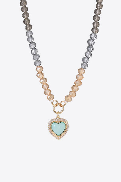 Heart Pendant Beaded Necklace - SHE BADDY© ONLINE WOMEN FASHION & CLOTHING STORE