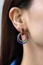 Multicolored Double Hoop Earrings - SHE BADDY© ONLINE WOMEN FASHION & CLOTHING STORE