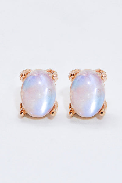 Natural Moonstone 4-Prong Stud Earrings - SHE BADDY© ONLINE WOMEN FASHION & CLOTHING STORE