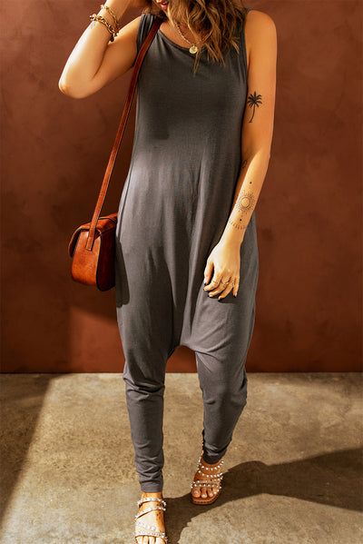 Sleeveless Pocketed Harem Jumpsuit - SHE BADDY© ONLINE WOMEN FASHION & CLOTHING STORE