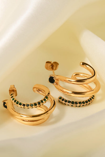 18K Gold Plated Cubic Zirconia Wrap C-Hoop Earrings - SHE BADDY© ONLINE WOMEN FASHION & CLOTHING STORE