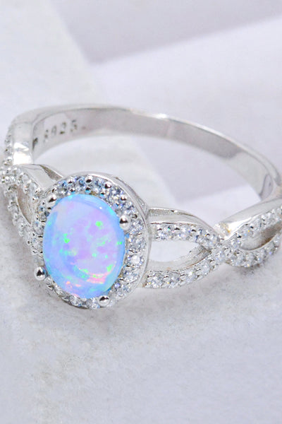 925 Sterling Silver Opal Halo Ring - SHE BADDY© ONLINE WOMEN FASHION & CLOTHING STORE