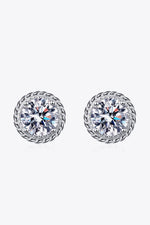 1 Carat Moissanite Rhodium-Plated Round Stud Earrings - SHE BADDY© ONLINE WOMEN FASHION & CLOTHING STORE