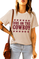 DIBS ON THE COWBOY Round Neck Tee Shirt - SHE BADDY© ONLINE WOMEN FASHION & CLOTHING STORE
