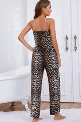 Leopard Contrast Piping Cami and Wide Leg Pants Lounge Set - SHE BADDY© ONLINE WOMEN FASHION & CLOTHING STORE