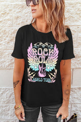 ROCK & ROLL Graphic Tee Shirt - SHE BADDY© ONLINE WOMEN FASHION & CLOTHING STORE