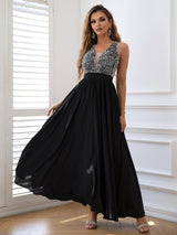 Contrast Sequin Sleeveless Maxi Dress - SHE BADDY© ONLINE WOMEN FASHION & CLOTHING STORE