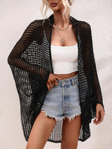 Openwork Open Front Longline Cover Up - SHE BADDY© ONLINE WOMEN FASHION & CLOTHING STORE