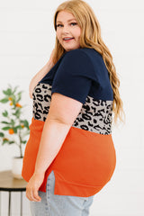 Plus Size Leopard Color Block T-Shirt - SHE BADDY© ONLINE WOMEN FASHION & CLOTHING STORE