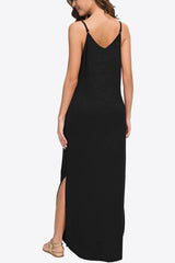 Split Spaghetti Strap Maxi Dress with Pockets - SHE BADDY© ONLINE WOMEN FASHION & CLOTHING STORE