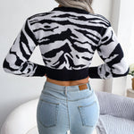 Tiger Print Mock Neck Cropped Sweater - SHE BADDY© ONLINE WOMEN FASHION & CLOTHING STORE