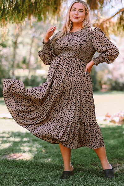 Plus Size Animal Print Smocked Tiered Dress - SHE BADDY© ONLINE WOMEN FASHION & CLOTHING STORE