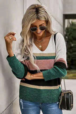 Colorblock Drop Shoulder Sweater - SHE BADDY© ONLINE WOMEN FASHION & CLOTHING STORE