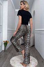 Lettuce Trim Cropped T-Shirt and Leopard Pants Lounge Set - SHE BADDY© ONLINE WOMEN FASHION & CLOTHING STORE