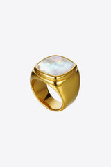 Stainless Steel 18K Gold-Plated Inlaid Shell Ring - SHE BADDY© ONLINE WOMEN FASHION & CLOTHING STORE