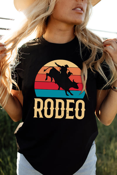 RODEO Graphic Round Neck Short Sleeve Tee - SHE BADDY© ONLINE WOMEN FASHION & CLOTHING STORE