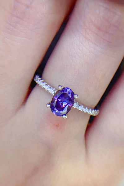 1 Carat Purple Moissanite 4-Prong Ring - SHE BADDY© ONLINE WOMEN FASHION & CLOTHING STORE