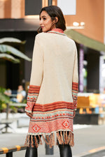 Multicolored Tassel Hem Open Front Cardigan - SHE BADDY© ONLINE WOMEN FASHION & CLOTHING STORE