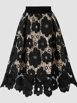 Floral Lace A-Line Skirt - SHE BADDY© ONLINE WOMEN FASHION & CLOTHING STORE