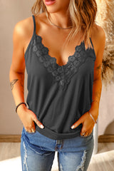 Full Size Lace Trim V-Neck Cami Top - SHE BADDY© ONLINE WOMEN FASHION & CLOTHING STORE
