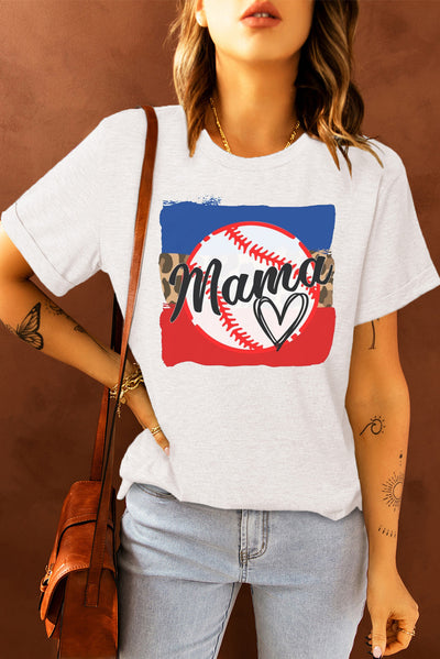 MAMA Heart Graphic Round Neck T-Shirt - SHE BADDY© ONLINE WOMEN FASHION & CLOTHING STORE