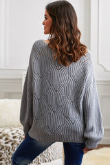 Drop Shoulder Round Neck Sweater - SHE BADDY© ONLINE WOMEN FASHION & CLOTHING STORE