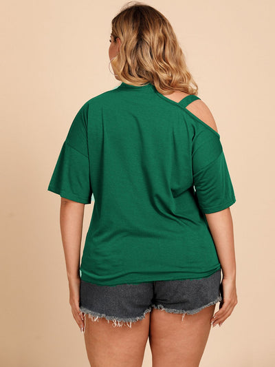 Plus Size Tied Cold-Shoulder Tee Shirt - SHE BADDY© ONLINE WOMEN FASHION & CLOTHING STORE