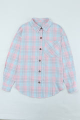 Plaid Button-Up Dropped Shoulder Shirt - SHE BADDY© ONLINE WOMEN FASHION & CLOTHING STORE