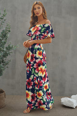 Floral Layered Off-Shoulder Maxi Dress - SHE BADDY© ONLINE WOMEN FASHION & CLOTHING STORE