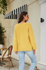 Drop Shoulder V-Neck Knit Pullover - SHE BADDY© ONLINE WOMEN FASHION & CLOTHING STORE